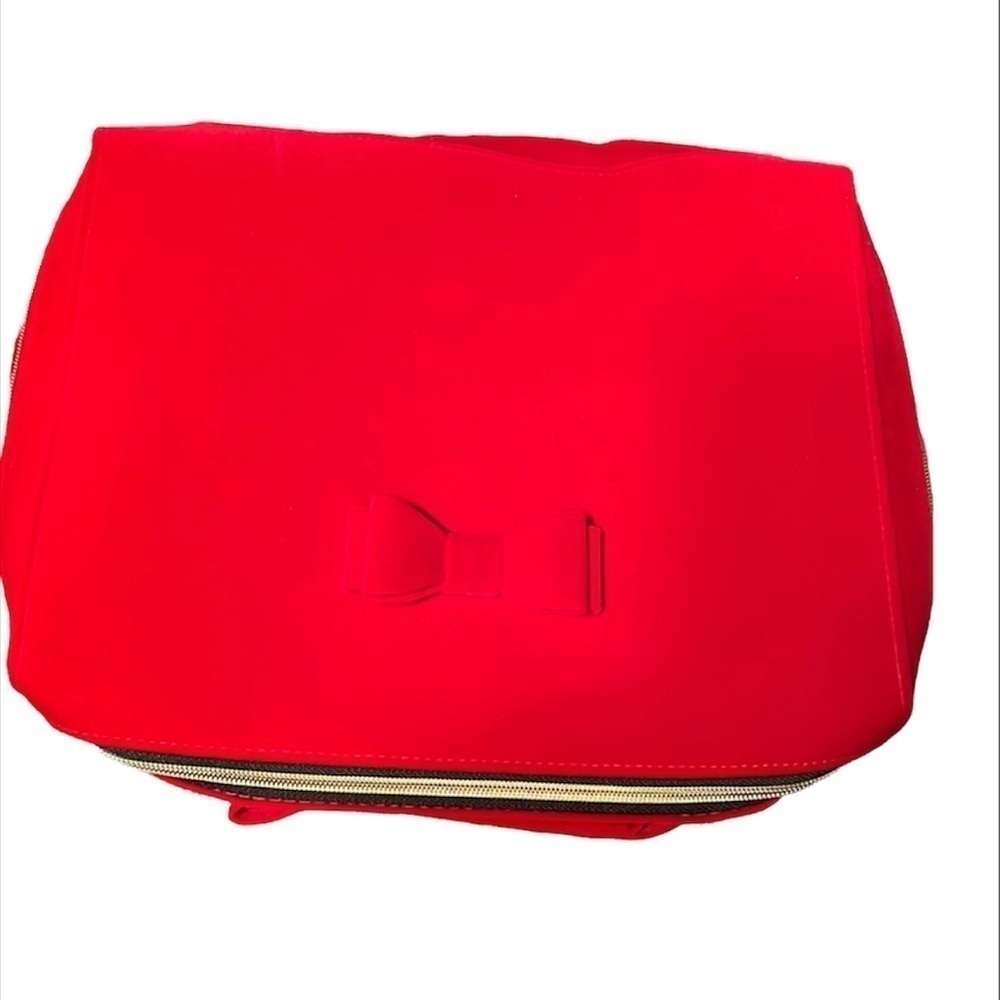 ESTEE LAUDER RED VELVET 13x10 BOW DETAIL TRAVEL ZIP BAG